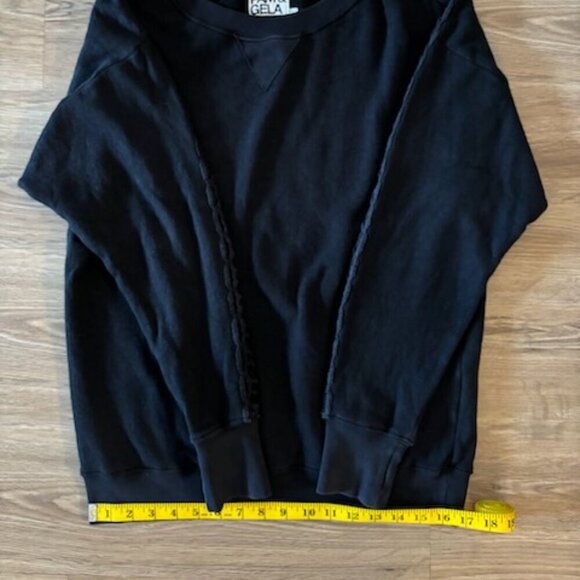 Pam & Gela Womens Sweater Sweatshirt Size Small Black Crochet Grunge Dark Goth - Picture 7 of 15